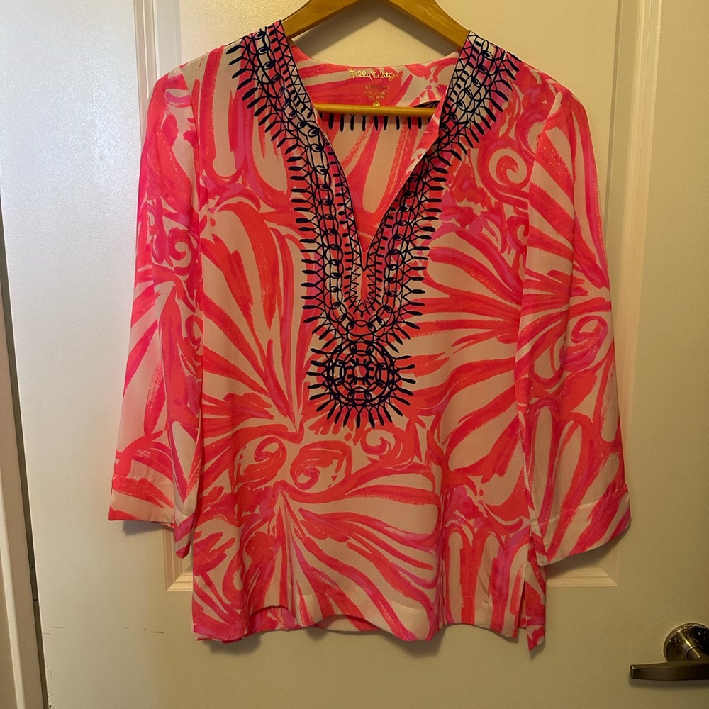 Lilly Pulitzer Silk Blouse. Hot pink. Like new